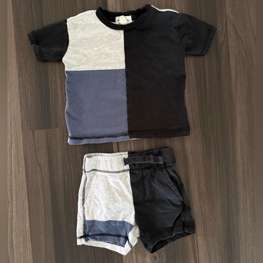 Miles the Label Baby Color Block Matching Set - Black, Gray, Blue